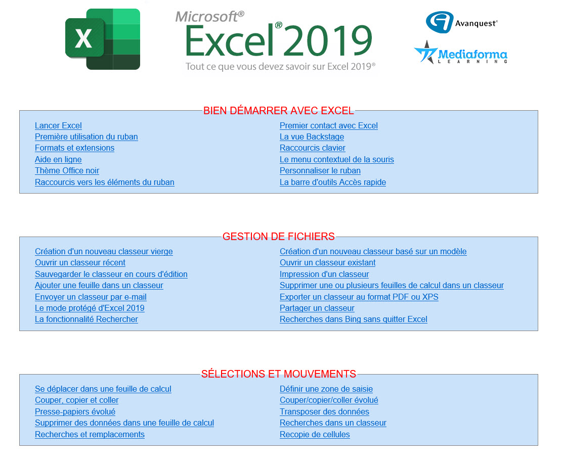 Une formation complète sur la dernière version d'Excel